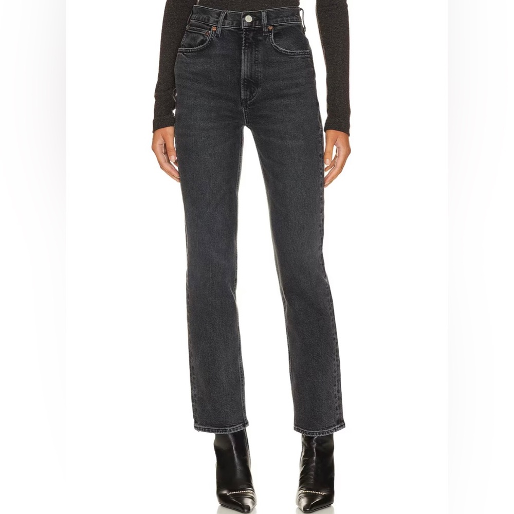 AGOLDE Stovepipe Jeans High Rise Straight Leg Dark Gray Size 28 NWT Box